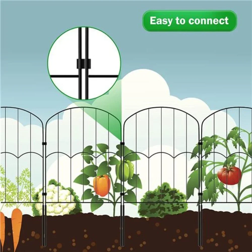 10 Pack, 24in (H) x 10ft (L),Rustproof Metal Wire Garden Fence Animal Barrier